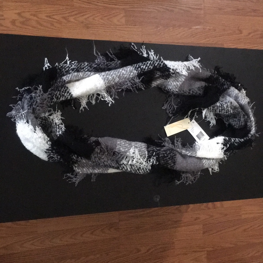 Black gray and white infinity scarf